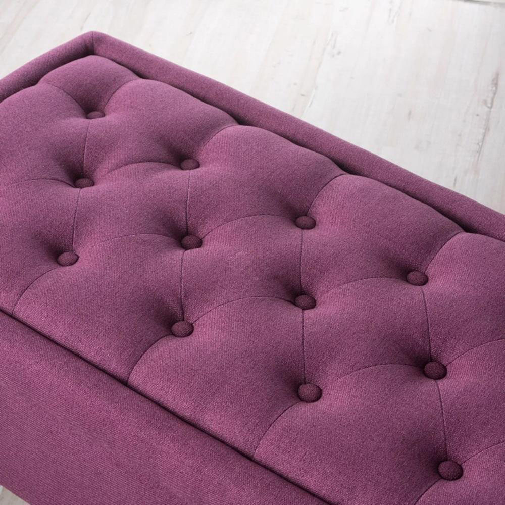 FWStyle Dark Fuchsia Upholstered Lift Up Ottoman Storage Bench Image 4