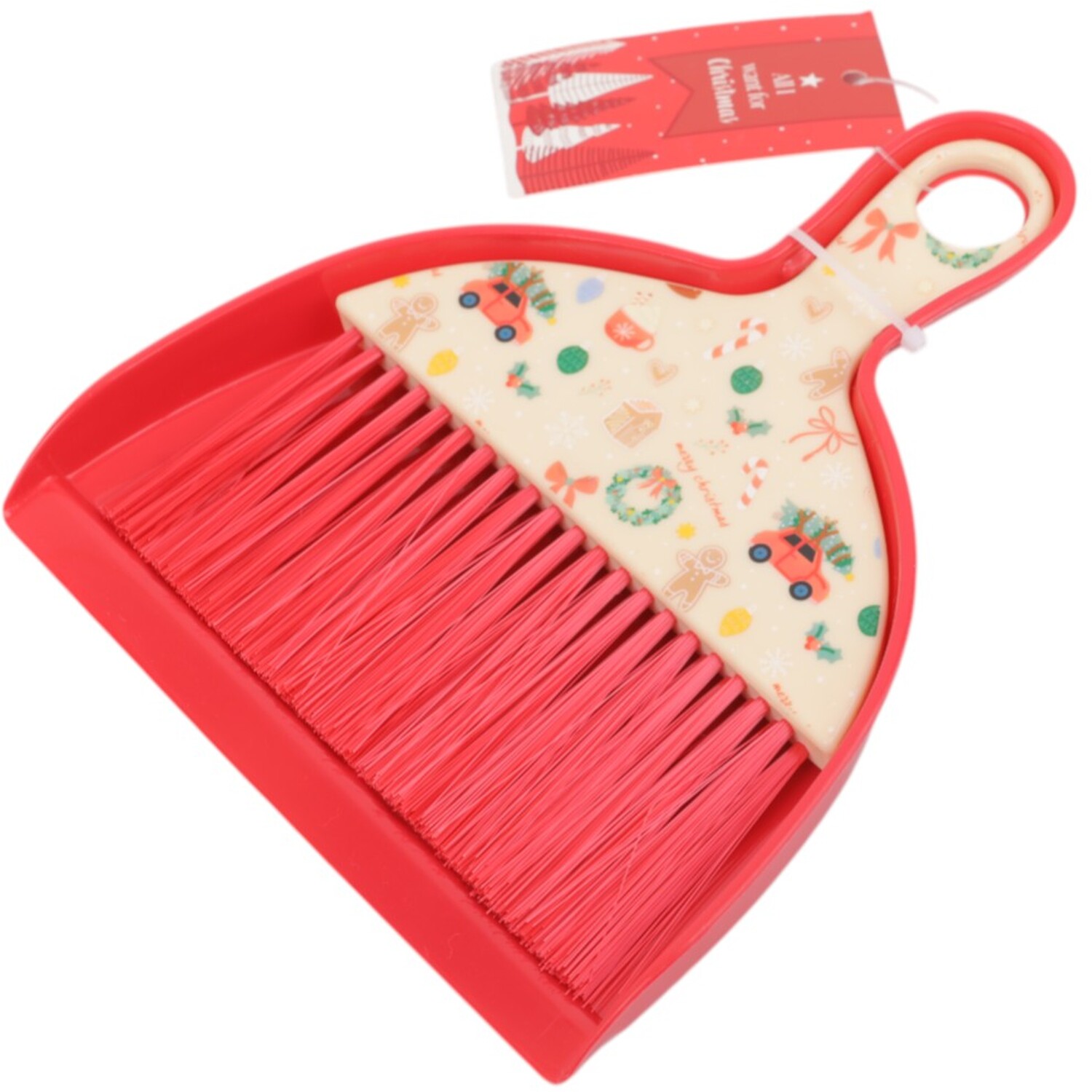 Cosy Christmas Mini Dustpan and Brush Red Image 2