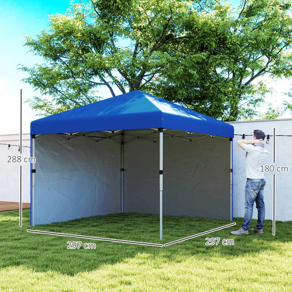 Outsunny 3 x 3m Blue Pop Up Gazebo Party Tent with 2 Sidewalls Image 9
