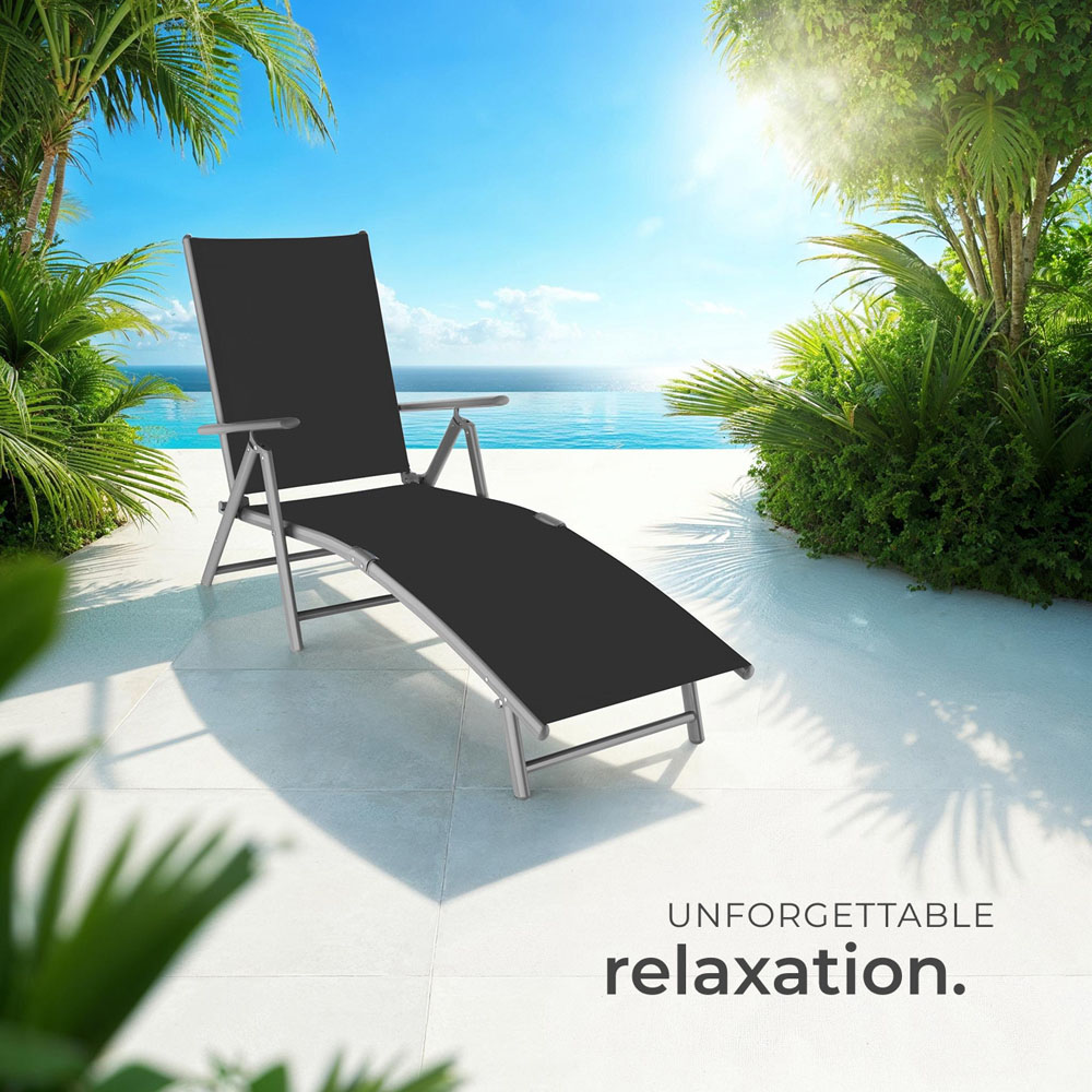 tectake Marisol Dark Grey Foldable and 7 Step Adjustable Sun Lounger Image 8