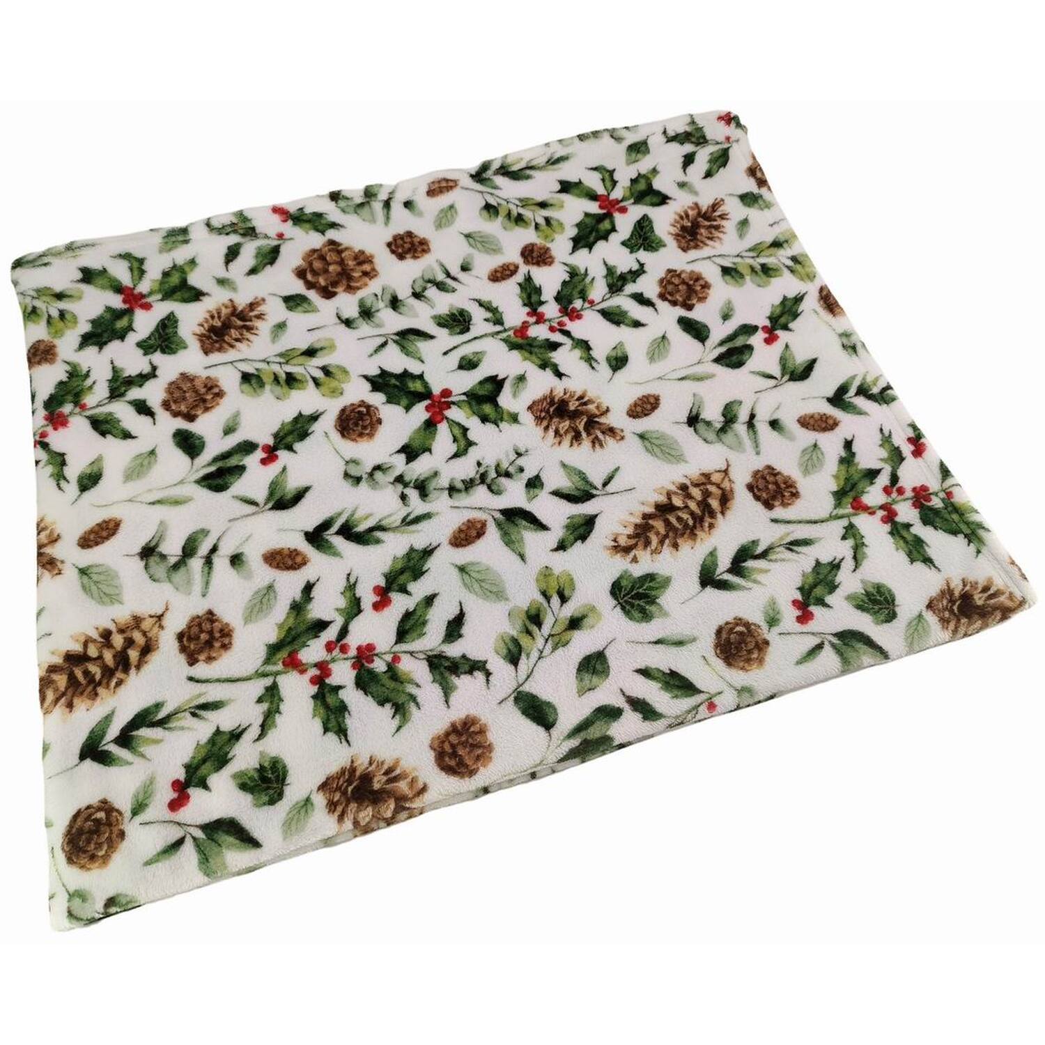 Christmas Foliage Fleece Throw Multicolour Image 3
