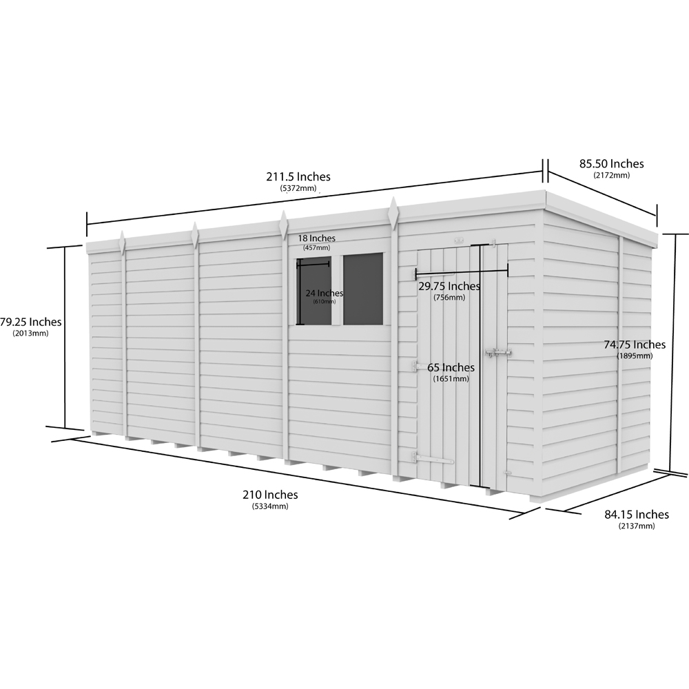 DIY Sheds 19 x 7ft Tongue and Groove Timber Pent Security Garden Shed Image 9