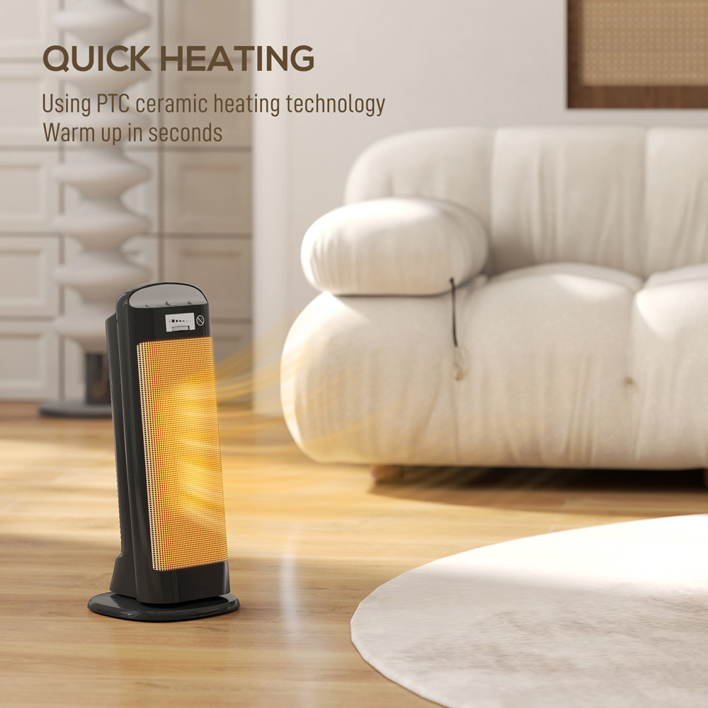 HOMCOM Black Fan Space Heater with 4 Modes 2000W Image 8