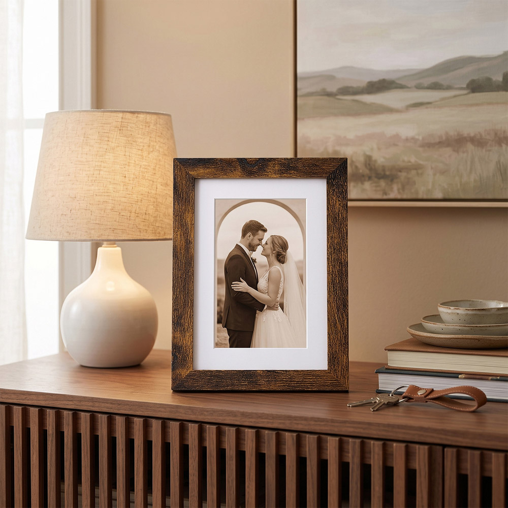 Living and Home Dark Walnut Wood Grain Photo Frame 4 x 6 inch 5 Pack Image 7