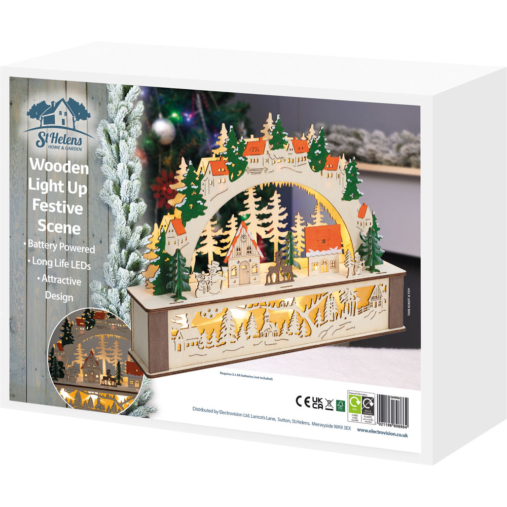 St Helens Wooden Light Up Festive Scene Image 5