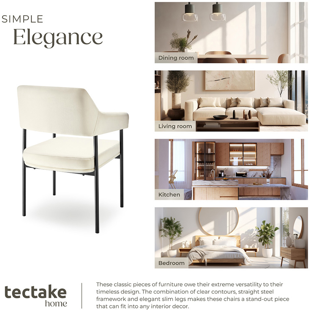 tectake Doe Set of 6 Velvet Armchair Image 7