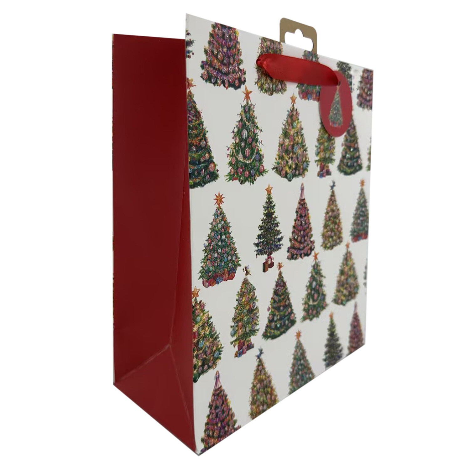 Christmas Tree Ribbon Gift Bag - White / Medium Image 3