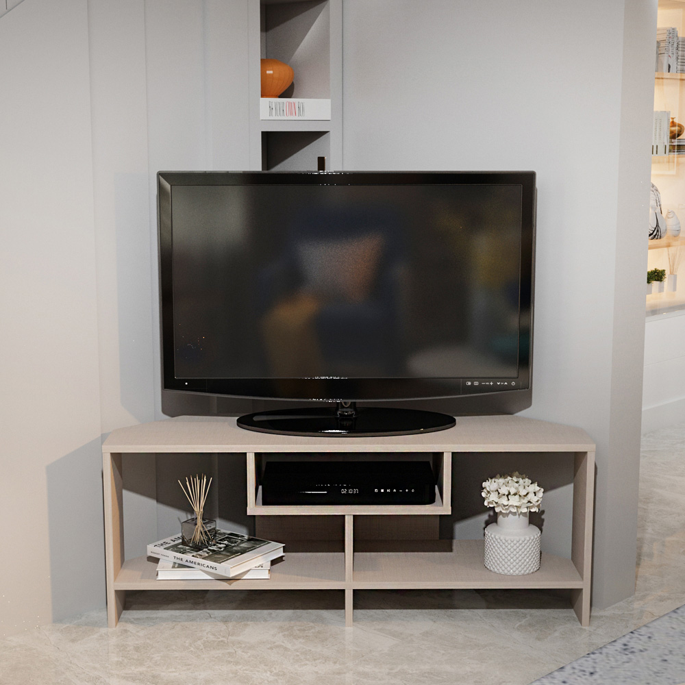 Decorotika Maldives 3 Shelf Beige Corner TV Unit Image 5
