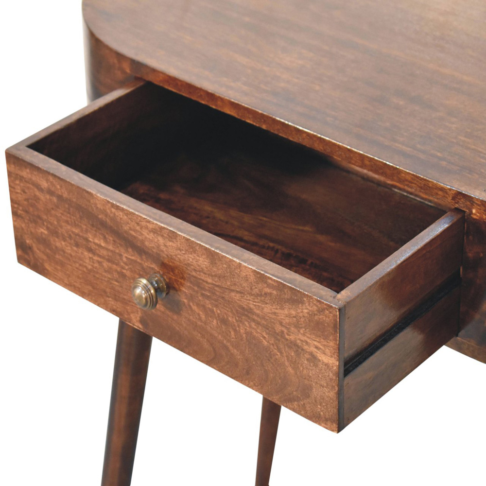 Artisan Furniture California Walnut Single Drawer Solid Wood Rounded Small Console Table Image 6