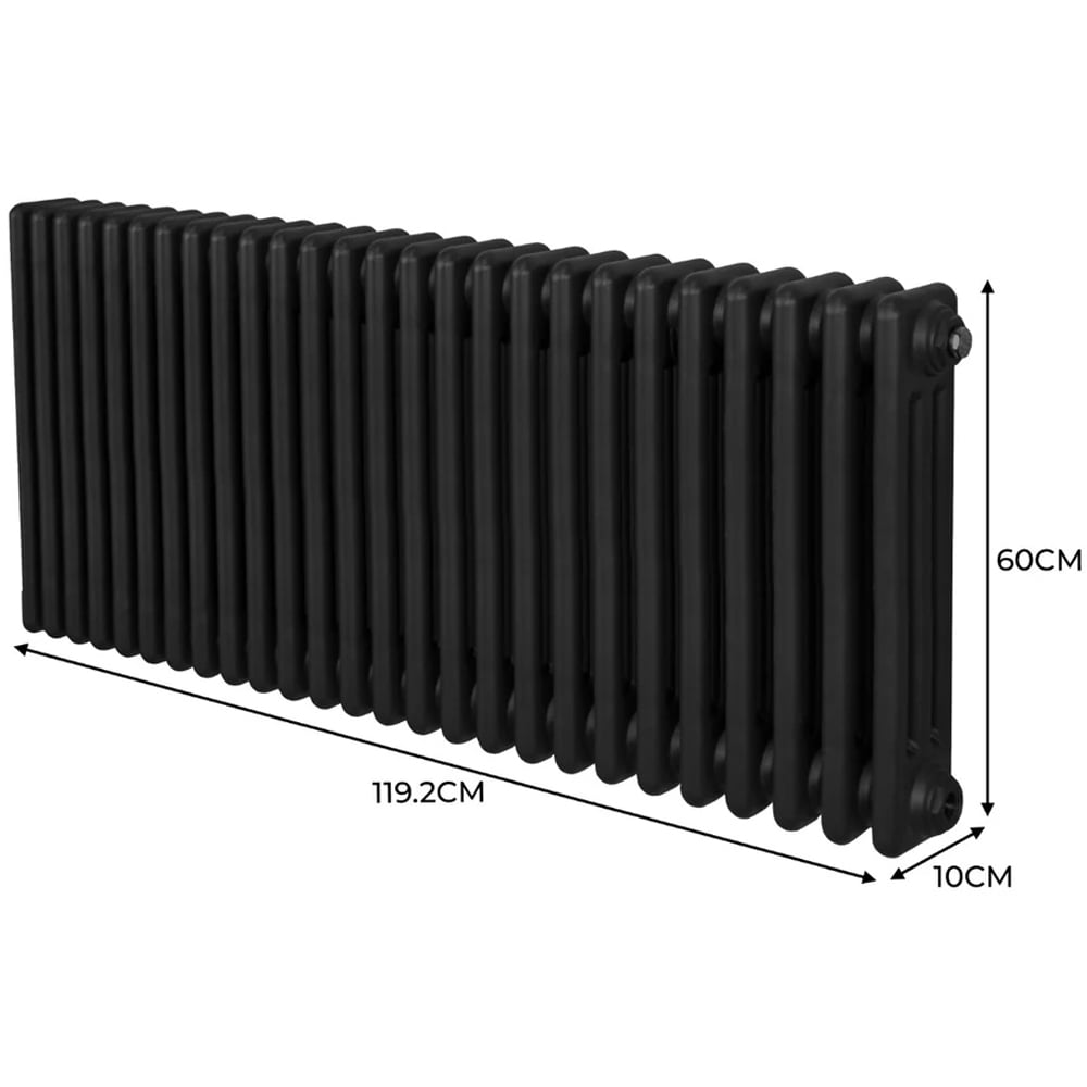 Monster Shop 6255 BTU Black Traditional 3 Column Radiator 600 x 1192mm Image 6
