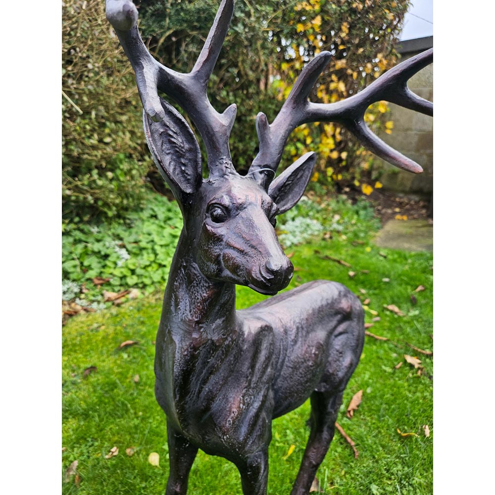 Inspirational Gifting Standing Stag Buck Cast Aluminium Garden Ornament Large Image 4