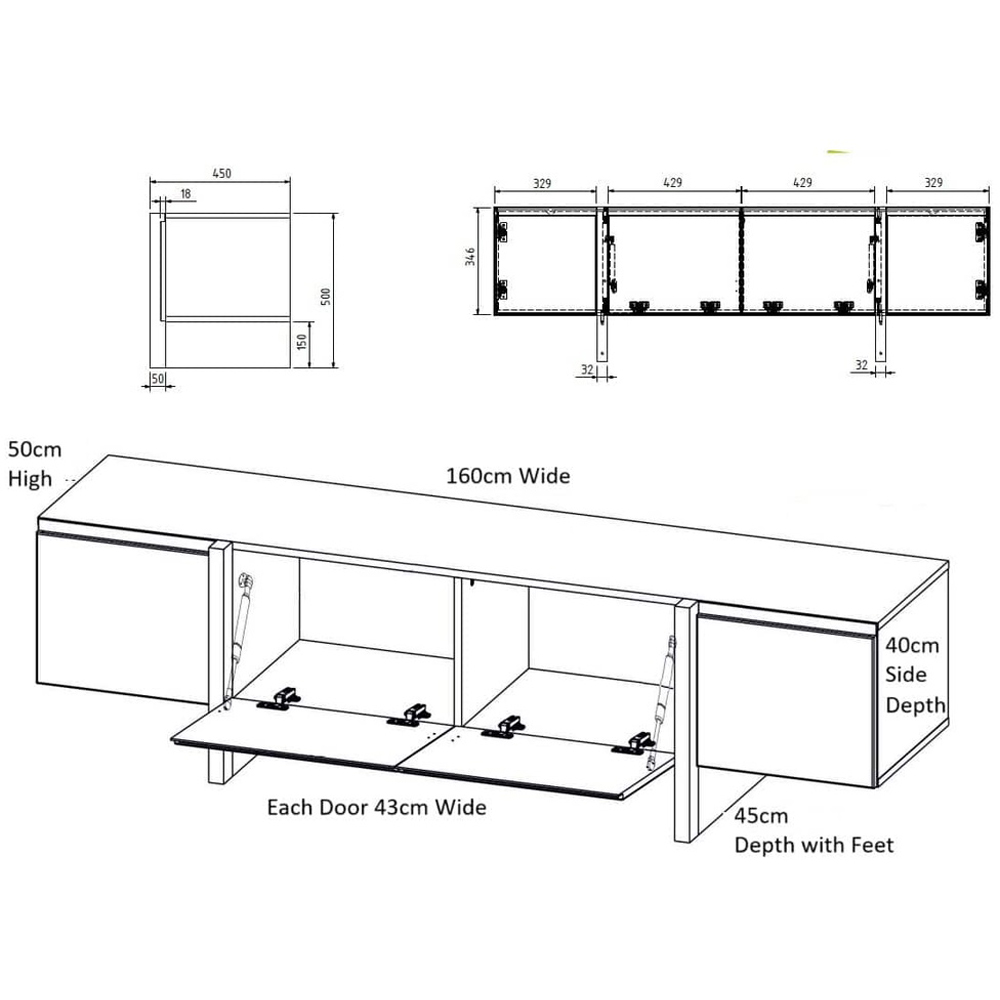 Impact Furniture Kiznie Beige Cashmere and Black 4 Door TV Unit Image 9