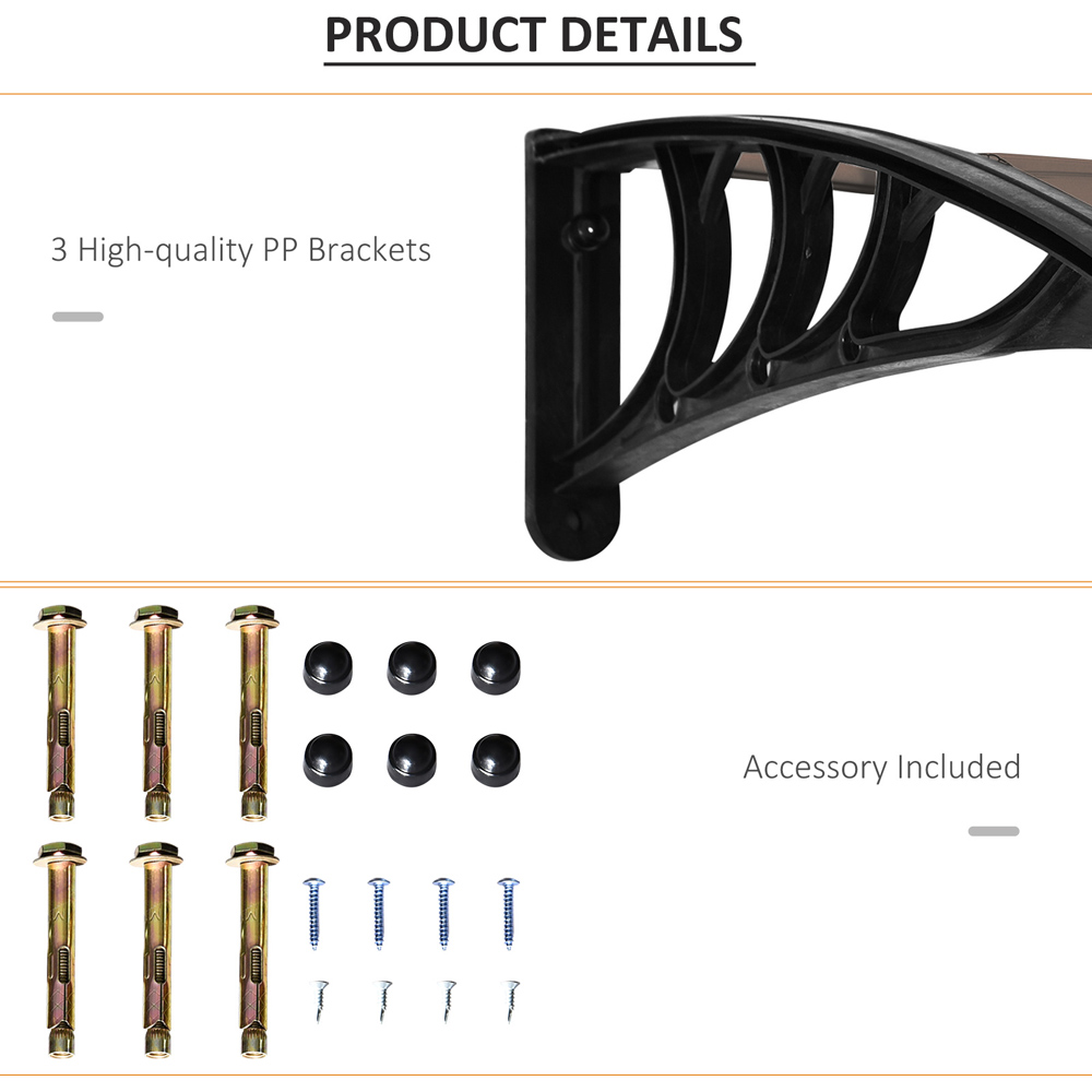 Outsunny Brown Outdoor Curved Window Porch Canopy Awning 0.8 x 2m Image 5