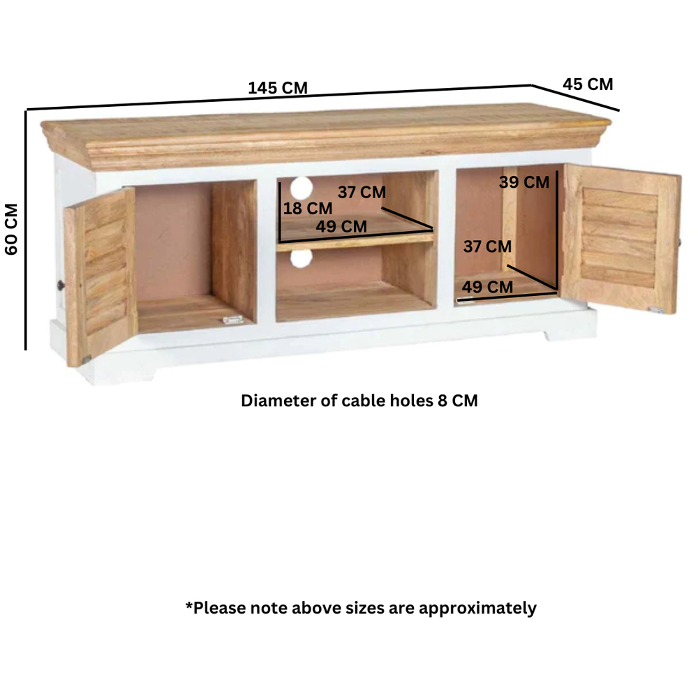 Brooklyn Alfie 2 Door 2 Shelf Solid Mango Wood TV Cabinet Image 9