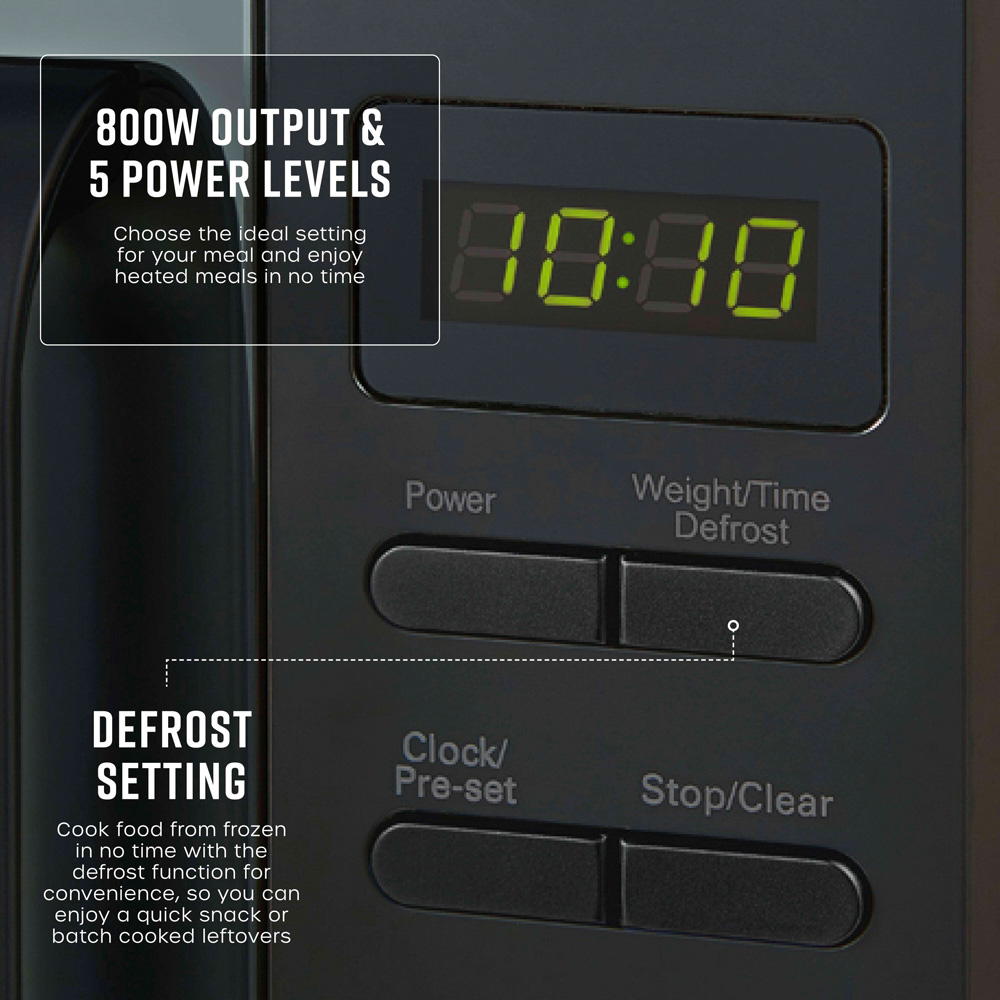 Swan SM4421BLK 20L Black Digital Microwave with 5 Power Levels and Defrost Function 800W Image 3