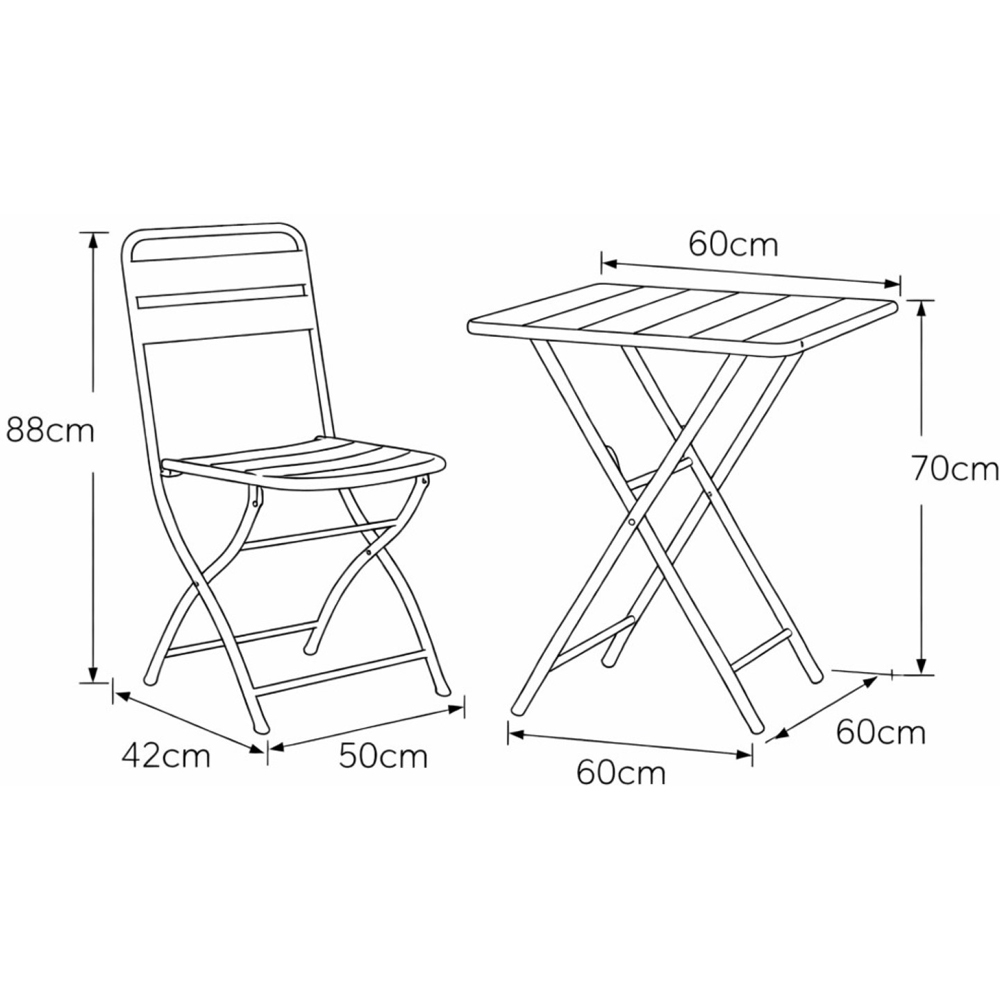 Artemis Home Colourways 2 Seater Black Vibrant Folding Bistro Set Image 2