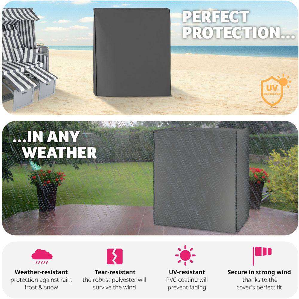 tectake Grey Beach Chair Cover Image 3