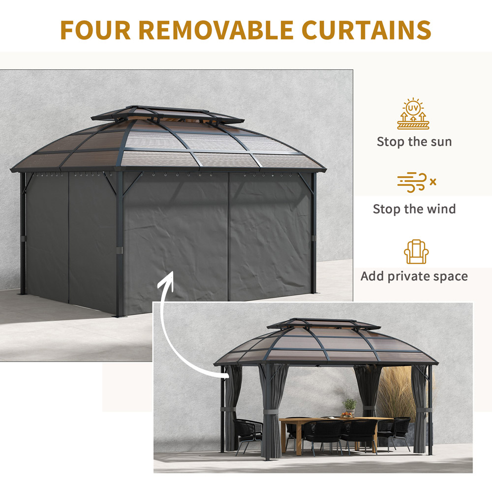 Outsunny 4 x 3m Brown Aluminium Gazebo with Curtains Image 6