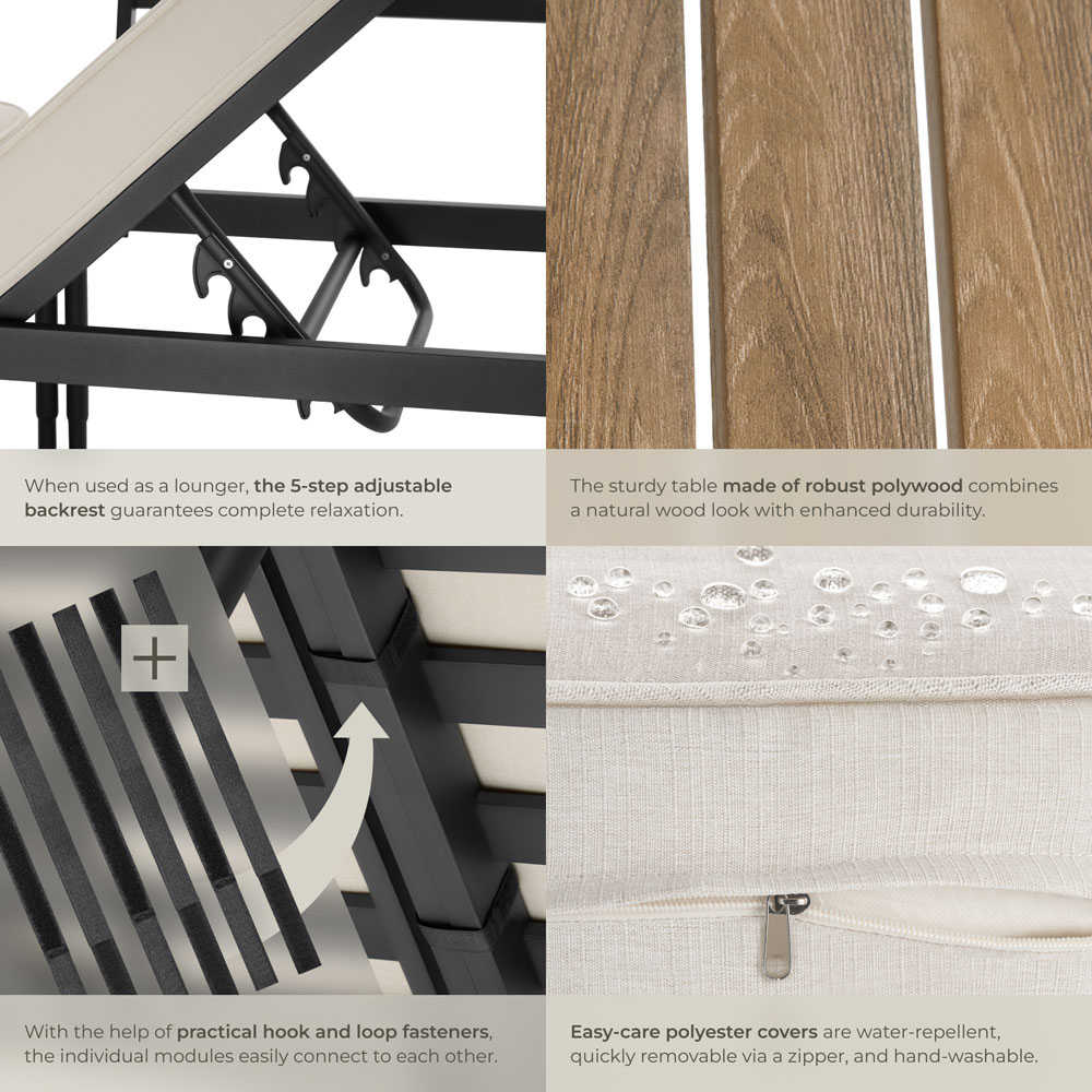 tectake Magaluf 2 Seater 5 in 1 Garden Lounge Set Image 5