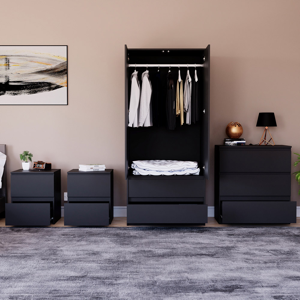 Vida Designs Denver Black 4 Piece Bedroom Furniture Set Image 4