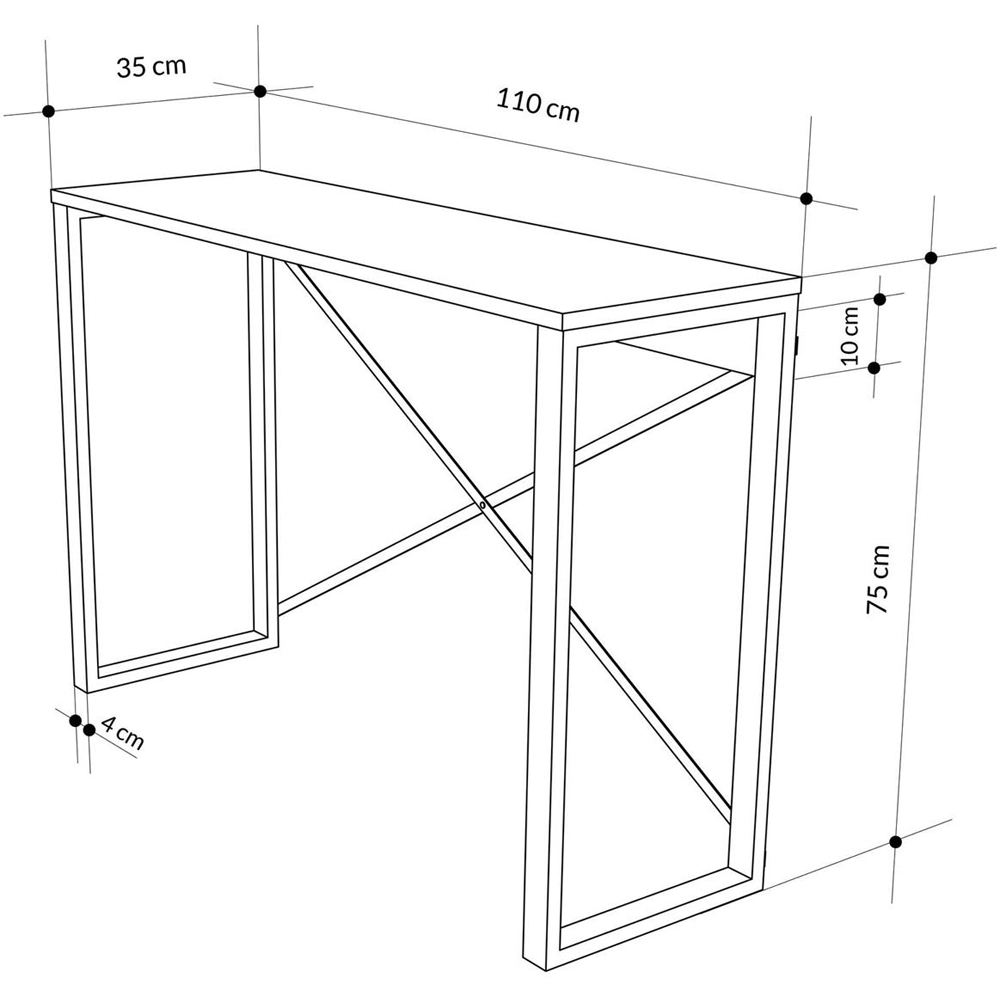 FWStyle Archie Oak and White X-Frame Metal Legs Console Table Image 6