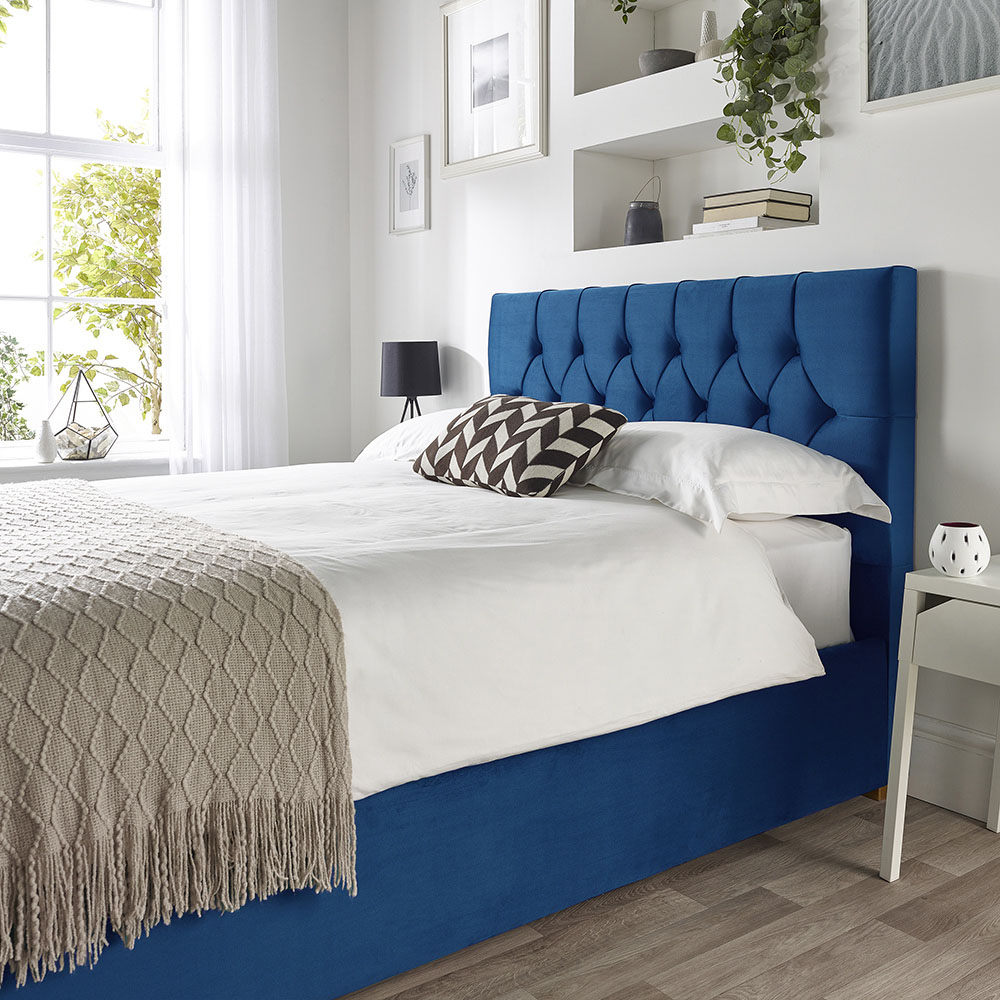 Catherine Lansfield Boutique King Size Navy Velvet Ottoman Bed Image 5