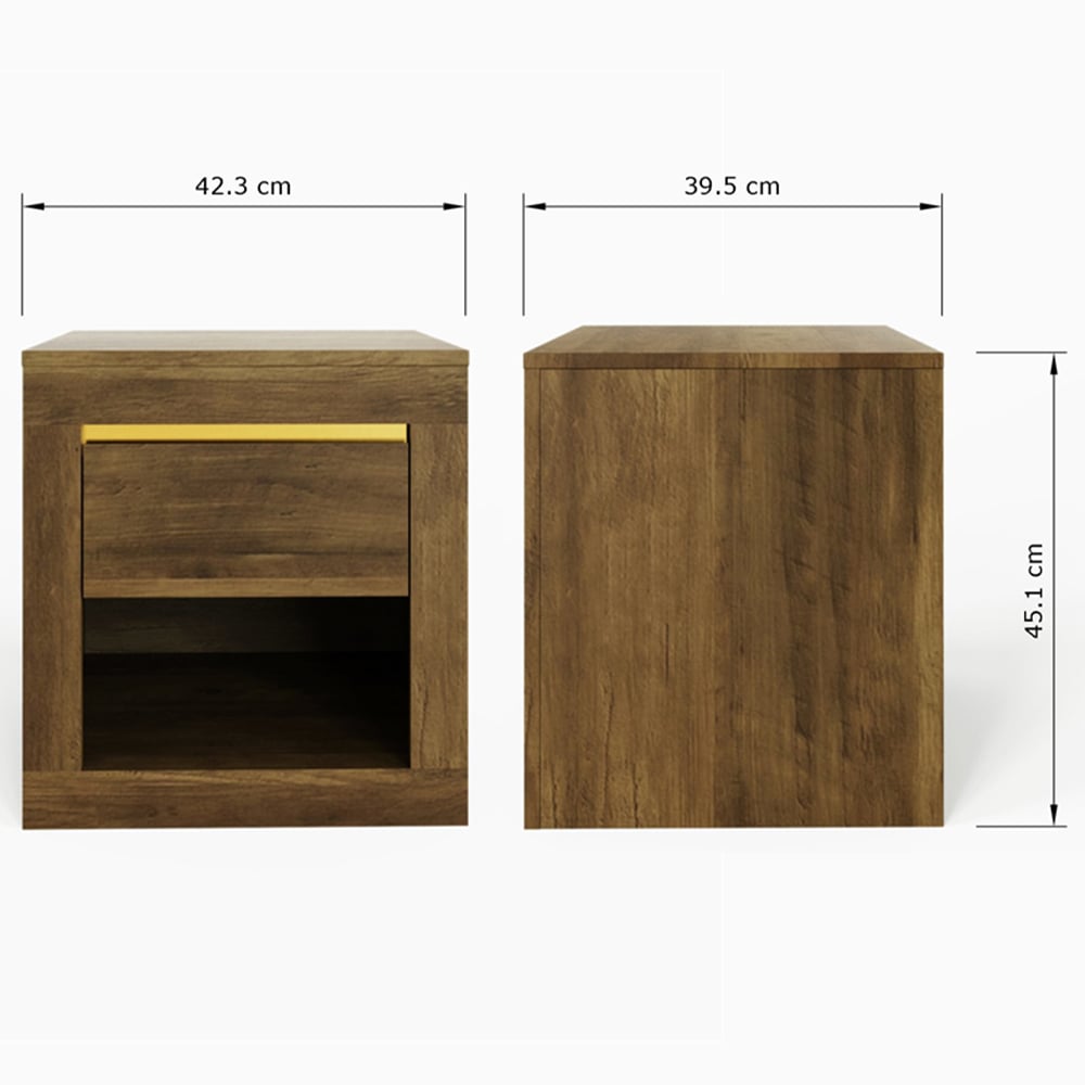 GFW Astley Single Drawer Knotty Oak Lamp Table Image 7