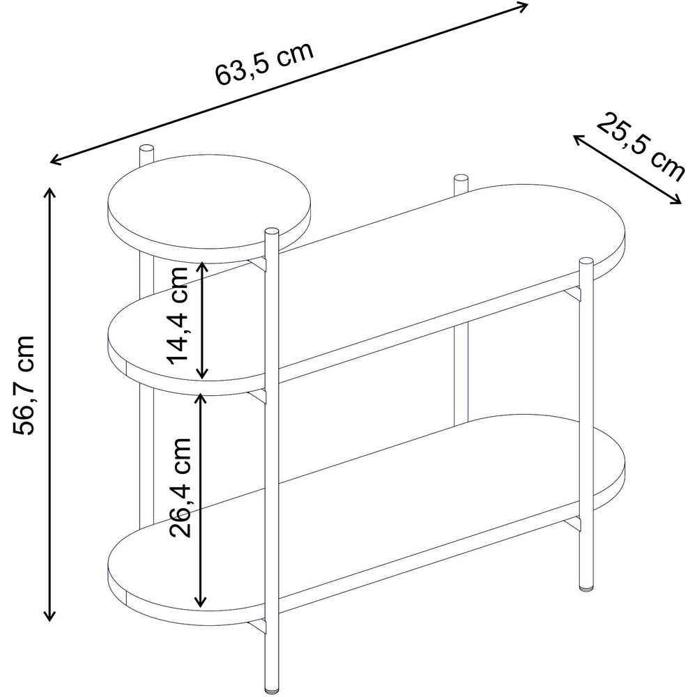 Decortie Somo Sandstone 3 Shelf Slim Metal Frame Display Side Table Image 7