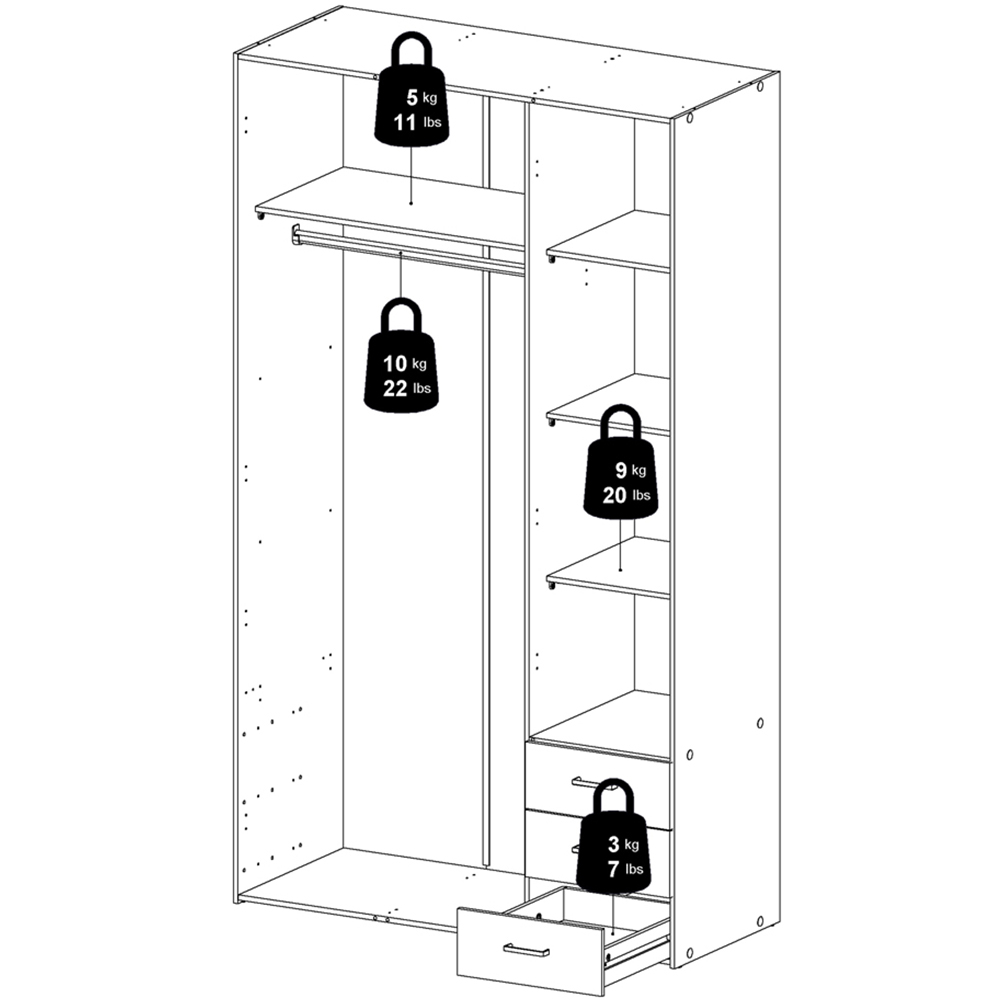 Florence Space 3 Door 3 Drawer Oak Wardrobe Image 9