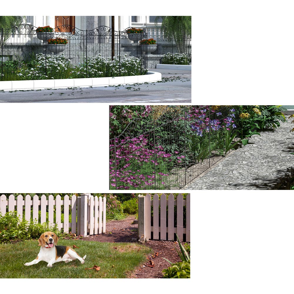 Outsunny Garden Decorative Fence 4 Panel Image 7