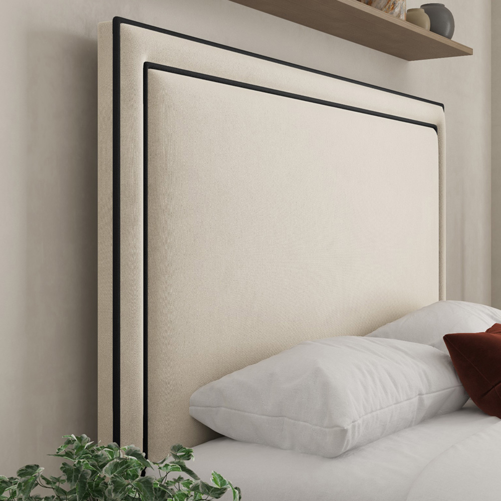 DS Living Verona King Size Plush Cream Piping Ottoman Bed Image 2