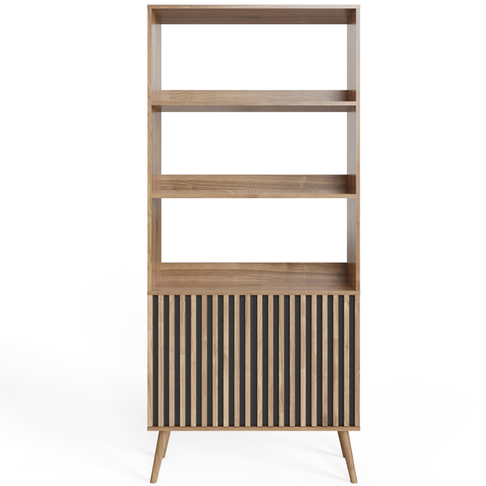 GFW Rowan 2 Door 3 Shelf Oak Slatted Bookcase Image 3