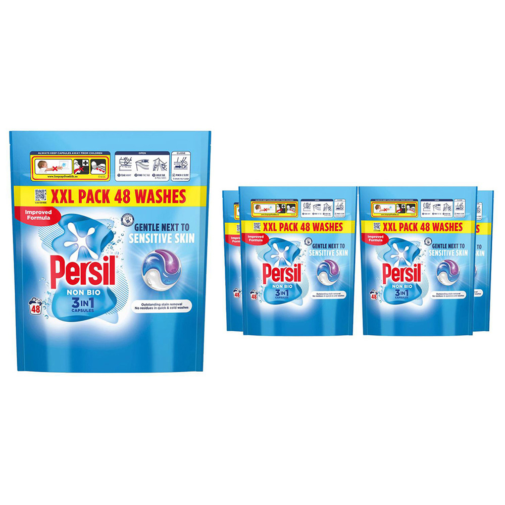 Persil 3 in 1 Non-Bio Washing Capsules 48 Washes 1012.8g 5 Pack Image 1