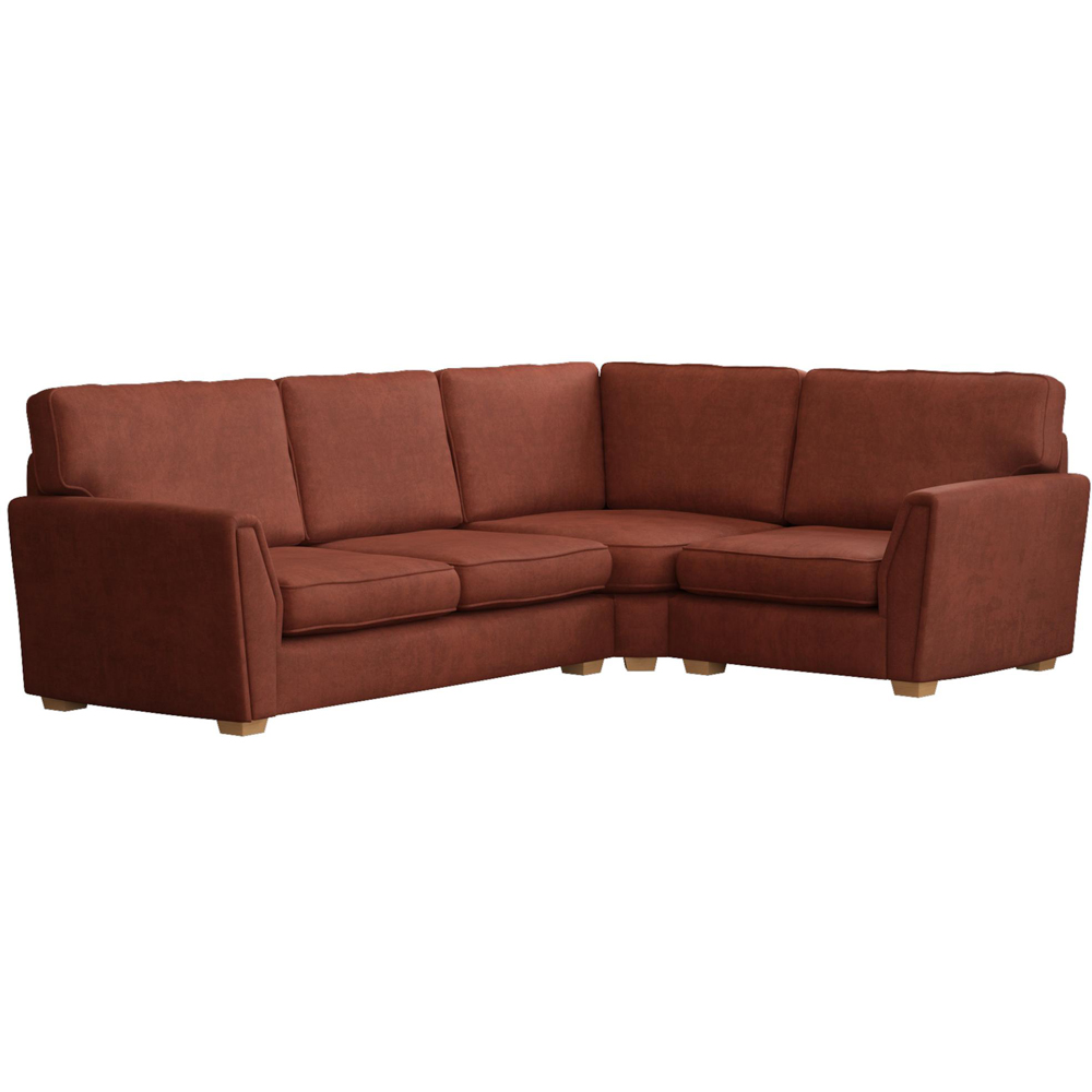 Wendleberry 3 Seater Marmalade Plush Velvet Fixed Back Right Hand Corner Sofa Image 2