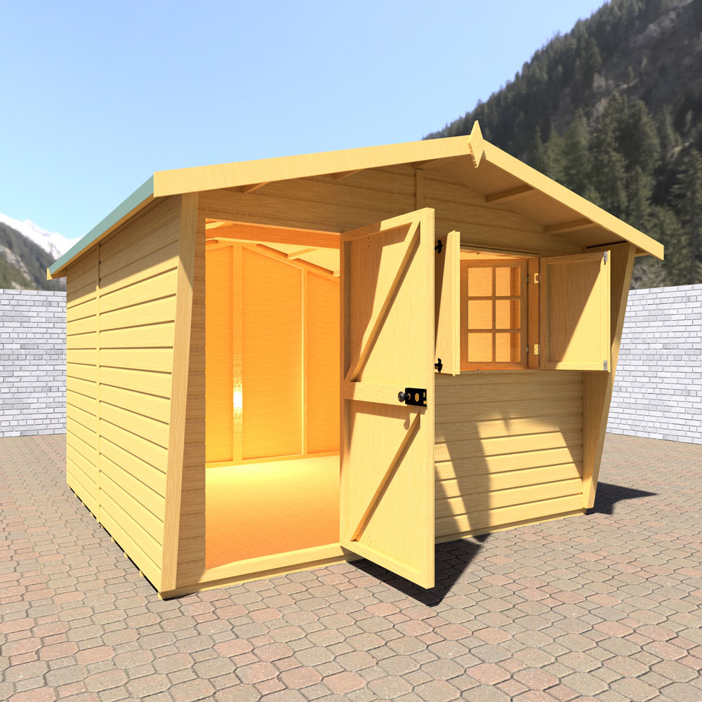 Shire 10 x 10ft Shiplap Style D Security Cabin Apex Garden Shed Image 6