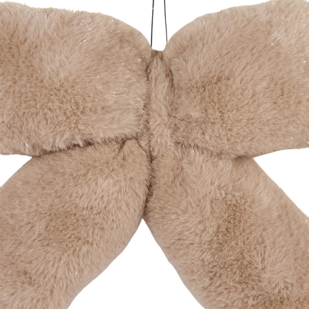 Sparkle Plush Bow Decoration Beige Large Image 2