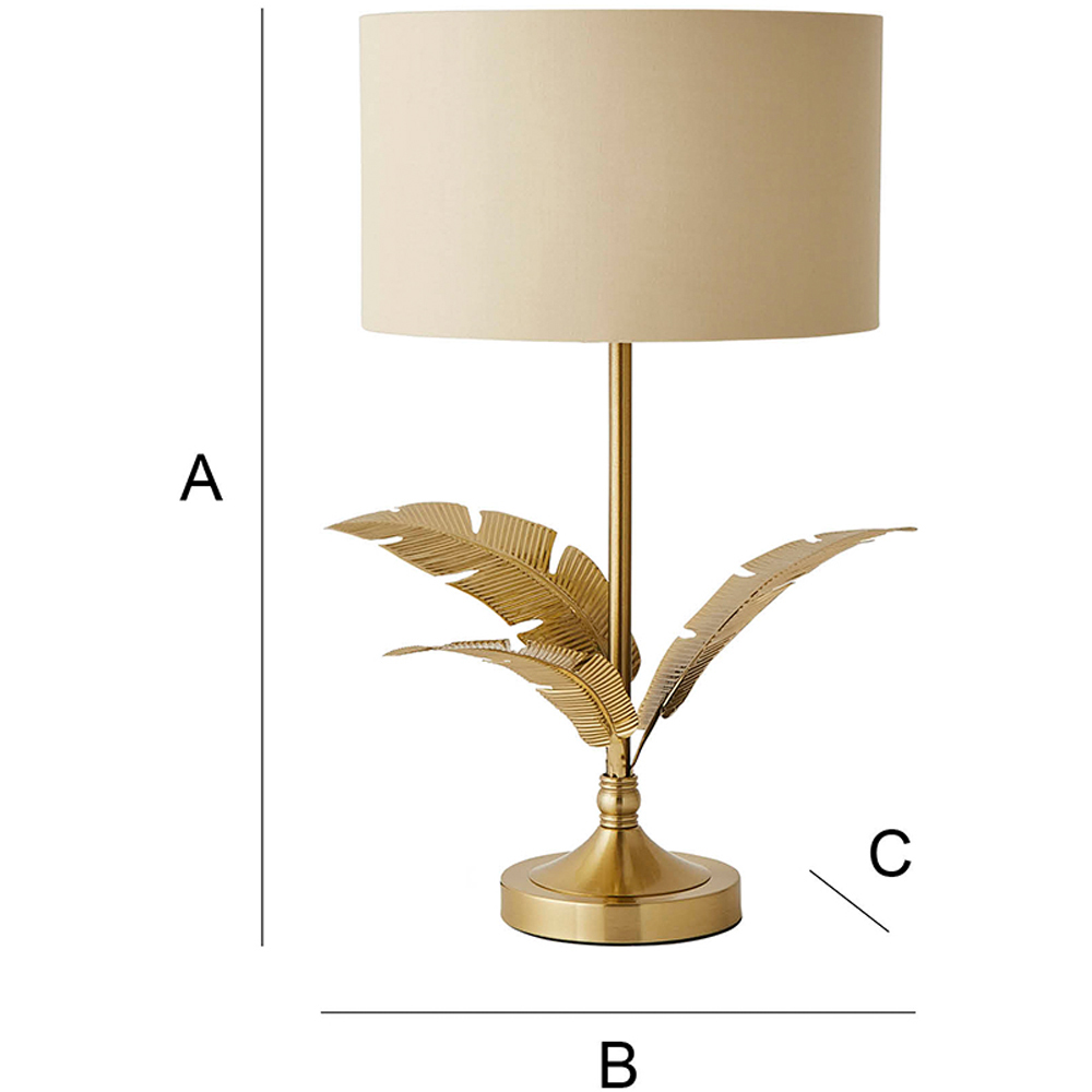 ValueLights Christina Natural and Gold Palm Leaf Table Lamp with Bulb Image 8