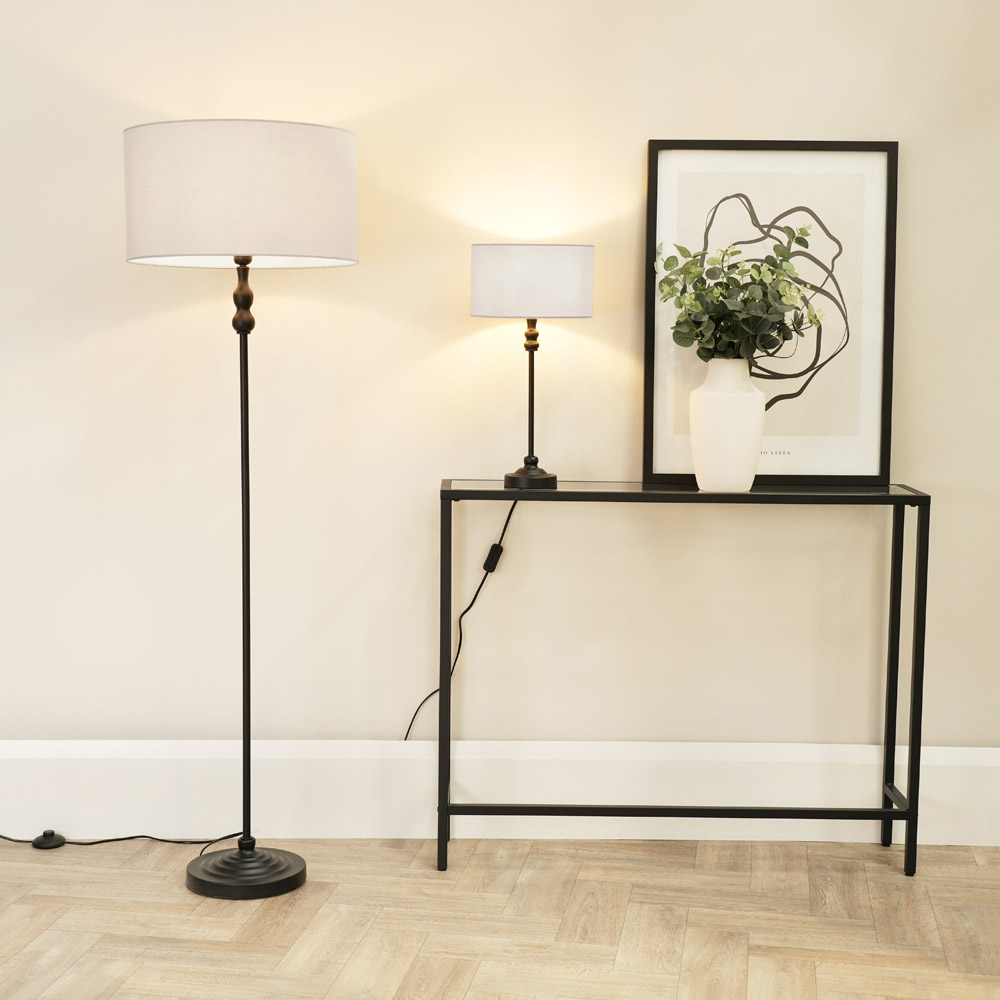 ValueLights Maggie White and Black Drum Shade Candlestick LED Table Lamp Image 4