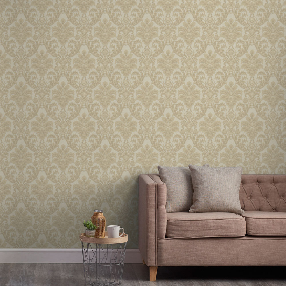 Grandeco Atessa Luxury Embossed Damask Gold Wallpaper Image 3