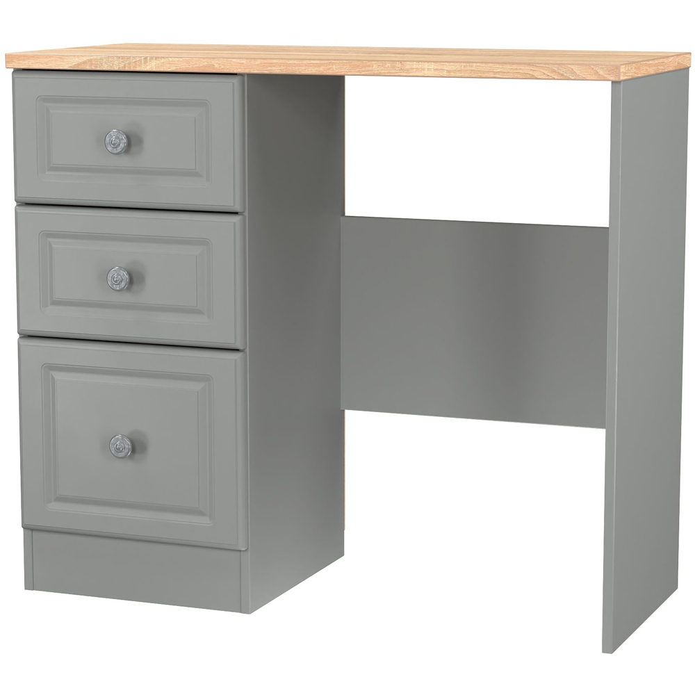 Crowndale Norfolk 3 Drawer Dusk Grey and Bardolino Oak Vanity Dressing Table Ready Assembled Image 4