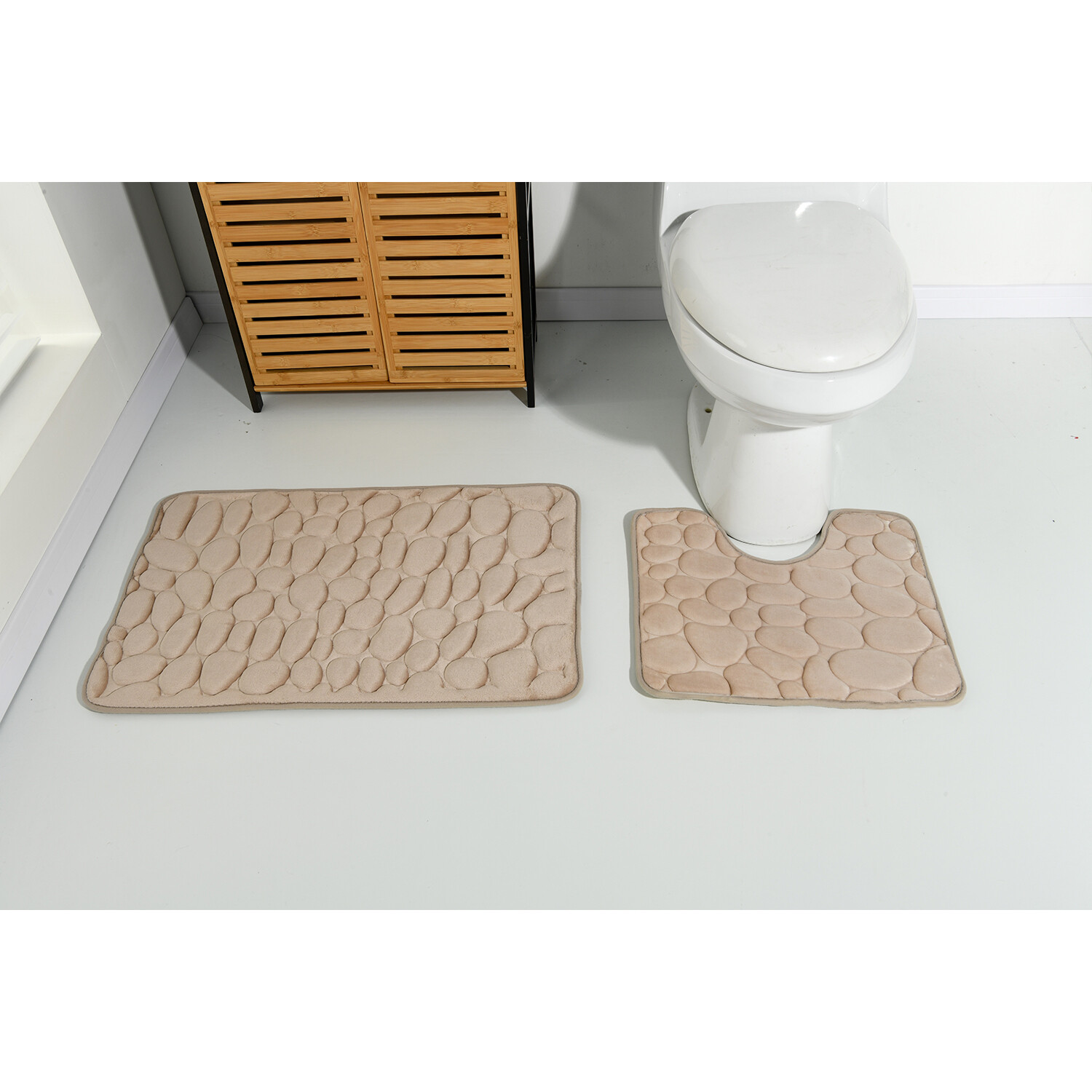 Pebble Bath and Pedestal Mat Set - Beige Image 2