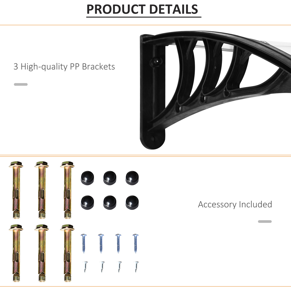 Outsunny Clear Outdoor Curved Window Porch Canopy Awning 0.8 x 2m Image 5
