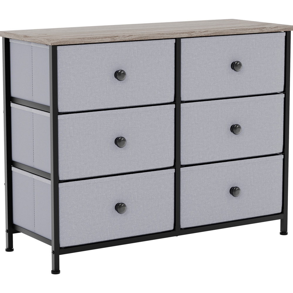 Vida Designs Chorley 6 Drawer Beige and Grey Wood Fabric Chest of Drawer Image 2