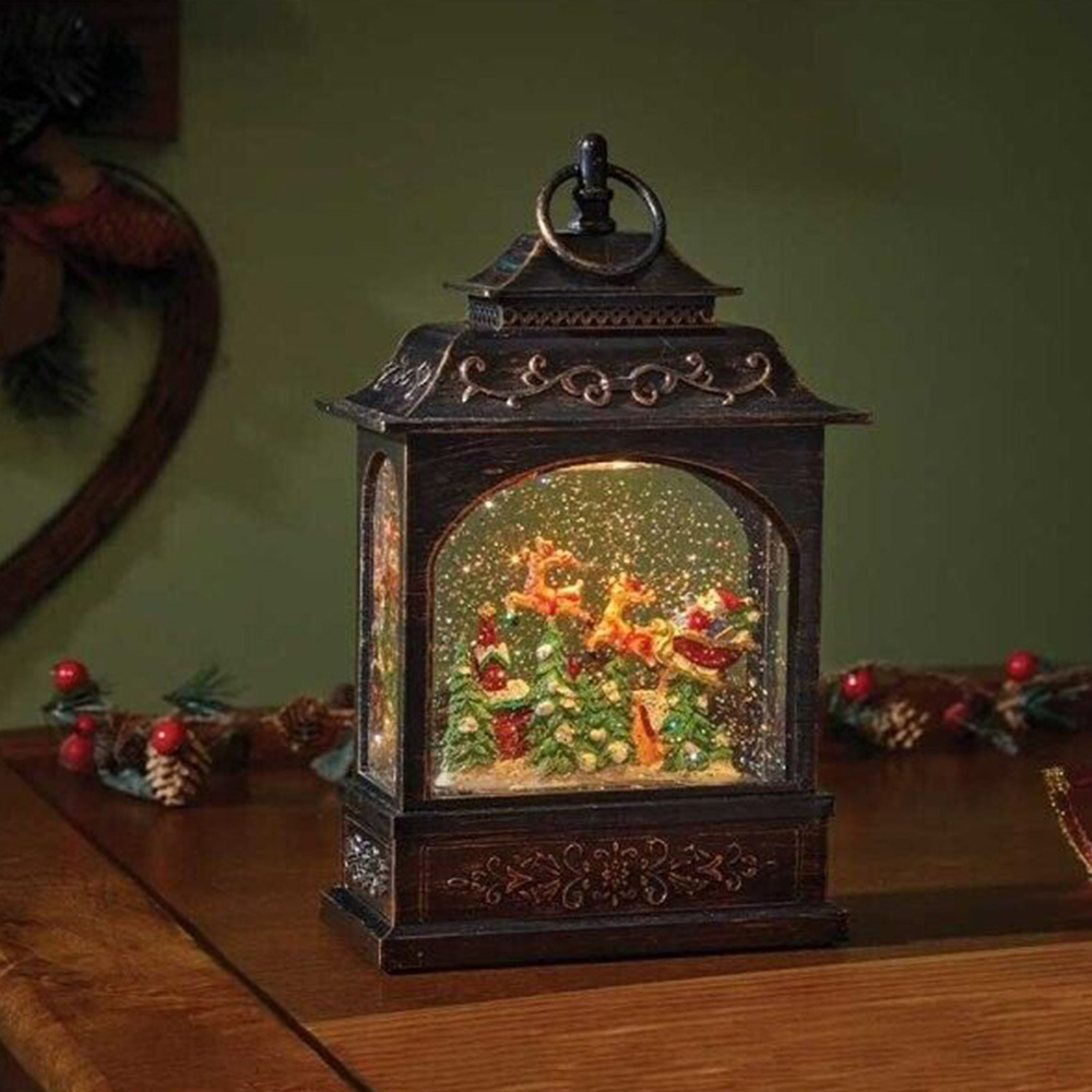 Marco Paul Warm White Snow Swirl Frosty Flying Santa LED Lantern Image 3