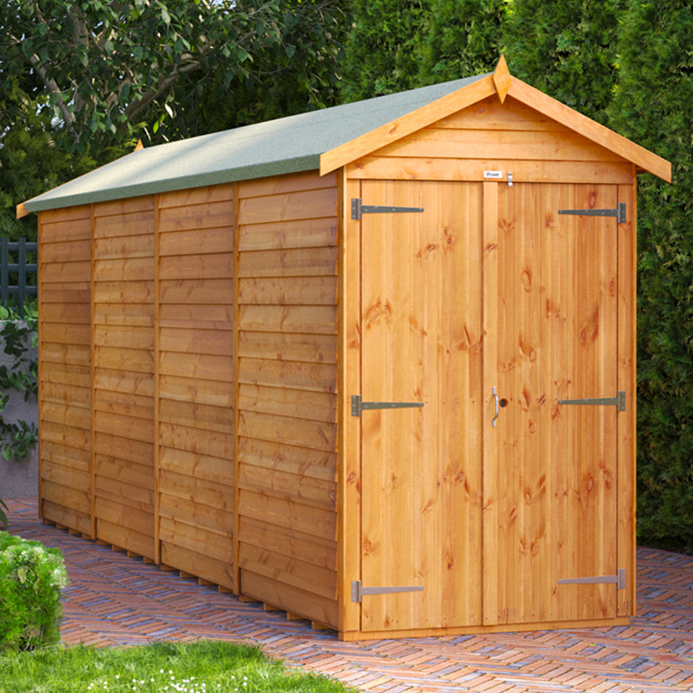 Power Sheds 16 x 4ft Double Door Overlap Apex Wooden Shed Image 2