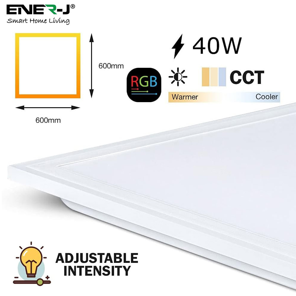 ENER-J Smart RGB Plus CCT Backlit Ceiling LED Panel Light Image 6