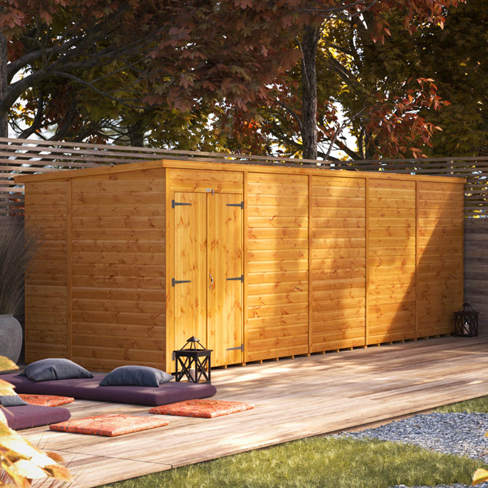 Power Sheds 20 x 6ft Double Door Pent Wooden Shed Image 2