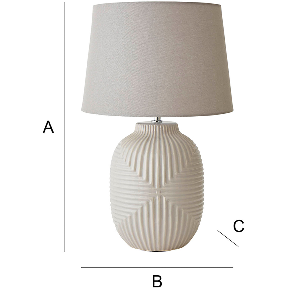 ValueLights Harrison Tapered Shade Grey Geo Ribbed Pattern Gloss Large LED Table Lamp Image 8