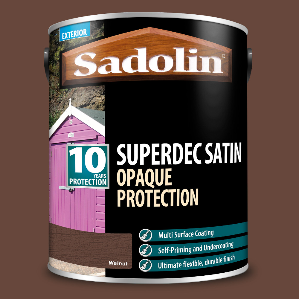Sadolin Superdec 10 Year Walnut Satin Finish Exterior Woodstain 5L Image 4