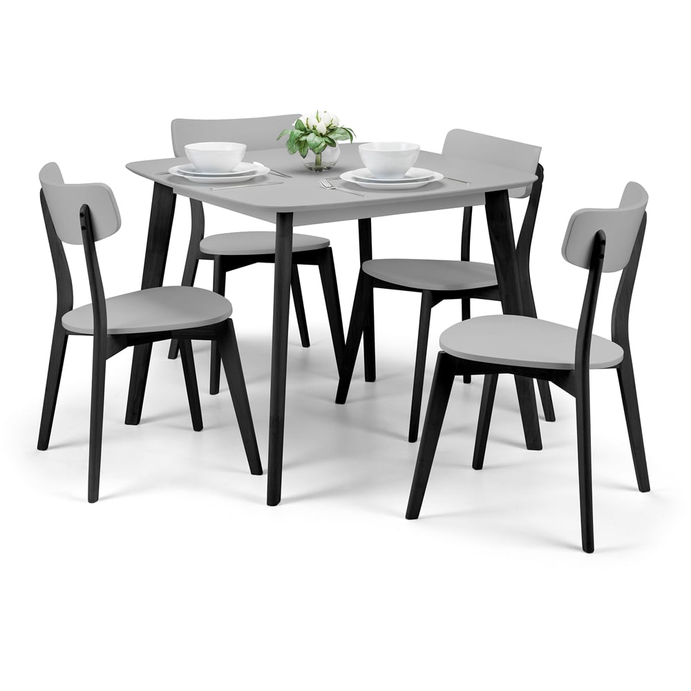 Julian Bowen Casa 4 Seater Square Dining Table Grey and Black Image 4